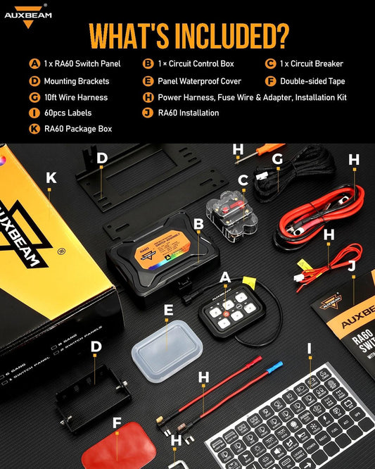 Panel de interruptores RGB RA60, compatible con modo de conmutación, momentáneo y pulsado (toma de corriente unilateral)