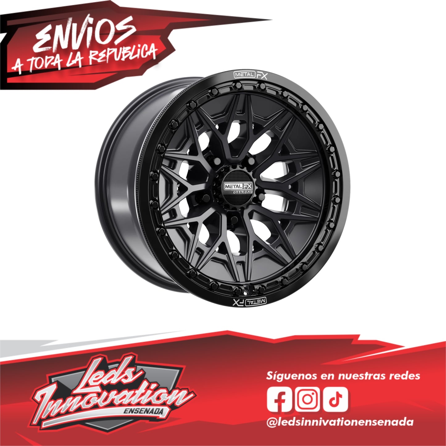 Alpha R Beadlock | Negro satinado con anillo negro brillante