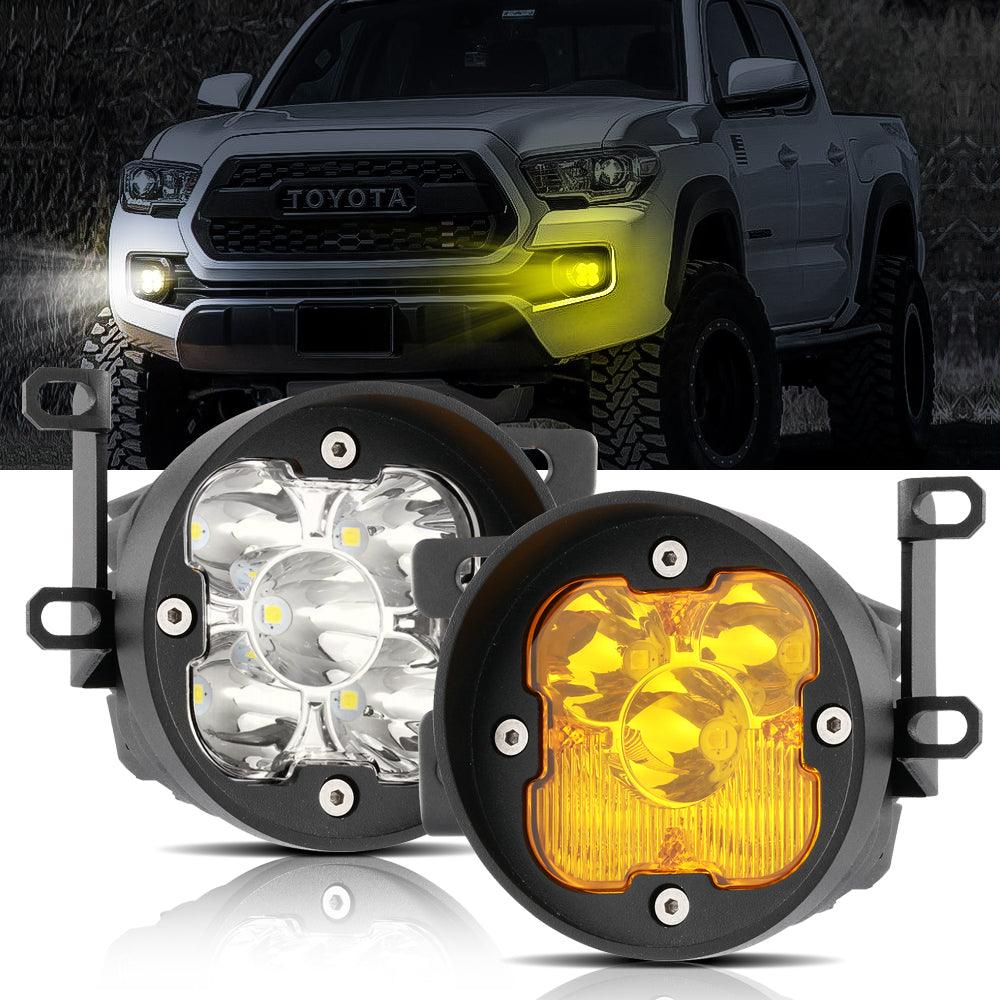 Kit de luces antiniebla LED de 3 pulgadas, 80 W, 9600 lm, luz blanca/amarilla para Toyota Tacoma (2012-2022), Toyota 4Runner (2010-2022) y Toyota Tundra (2014-2022)