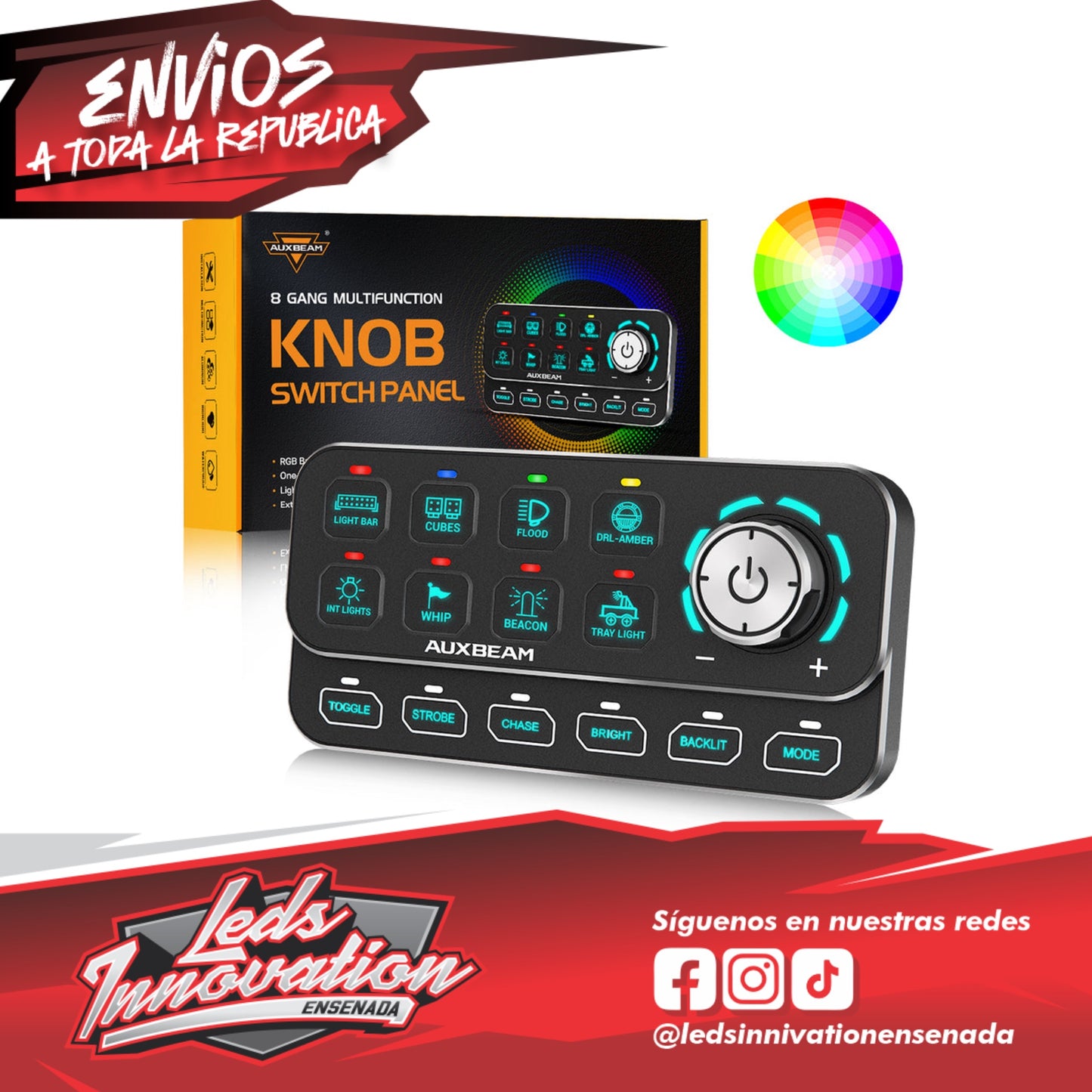 🆕KS-80 KNOB RGB SWITCH PANEL MAX 120A ,LIGHT DIMMING, DYNAMIC CHASE, FOUR EXTERNAL TRIGGERS, 4 MODES