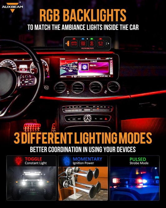 Panel de interruptores delgado AS-R40 RGB, compatible con modo de conmutación, momentáneo y pulsado (salida unilateral)