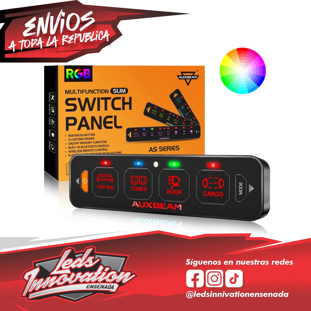 Panel de interruptores delgado AS-R40 RGB, compatible con modo de conmutación, momentáneo y pulsado (salida unilateral)