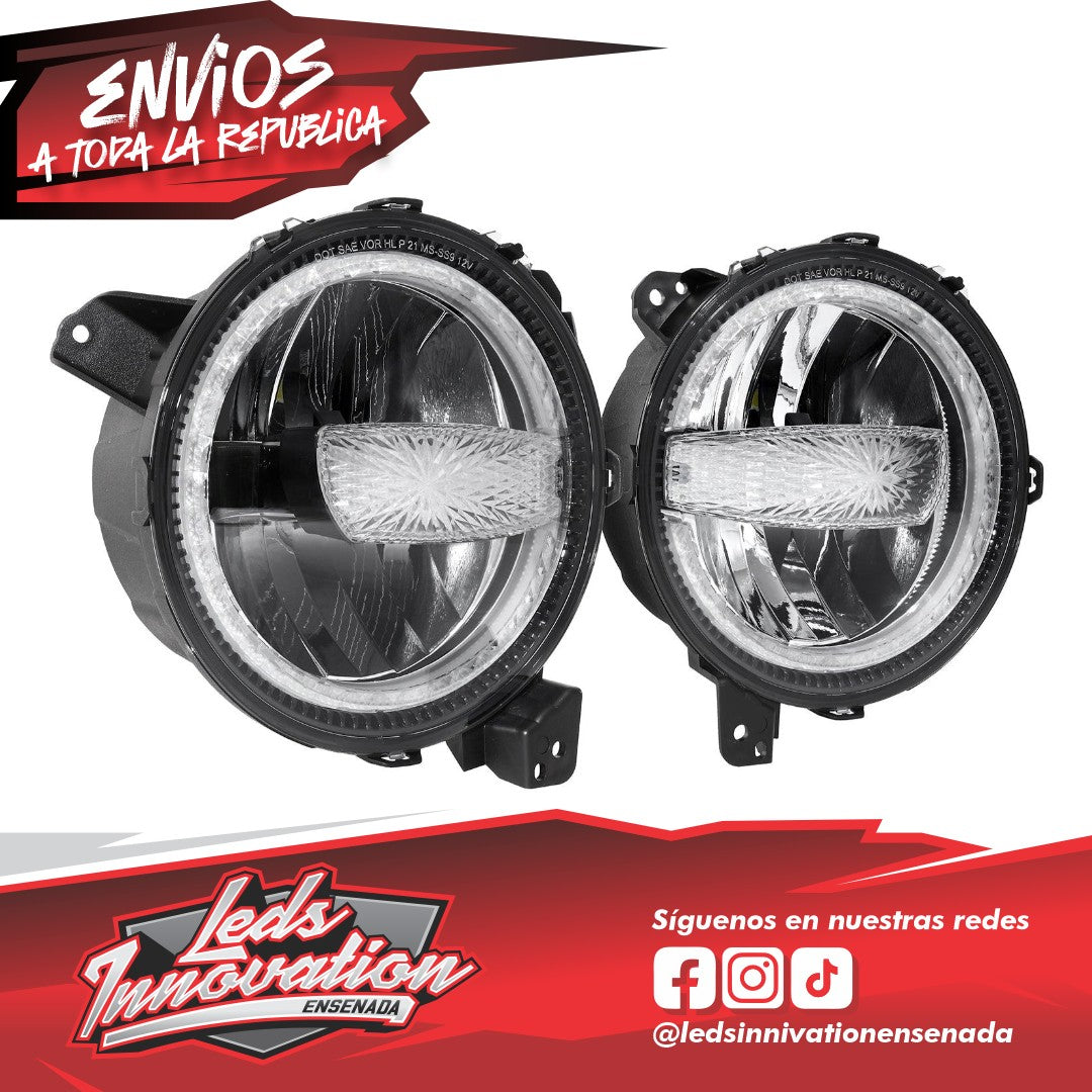 (2 piezas/juego) Faros delanteros LED de 9 pulgadas y 120 W con anillo de halo, DRL y luces altas y bajas, aprobados por DOT, para Jeep JL, JLU, Gladiator y JT 2018-2021.