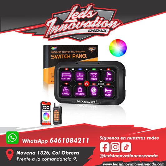 PANEL DE INTERRUPTOR RGB DE LA SERIE AC 8 GANG (AC-800) CON CONTROL DE APLICACIONES Y CONTROL REMOTO, MODO ALTERNADOR/MOMENTÁNEO/PULSADO COMPATIBLE (SALIDA DE UN SOLO LADO)
